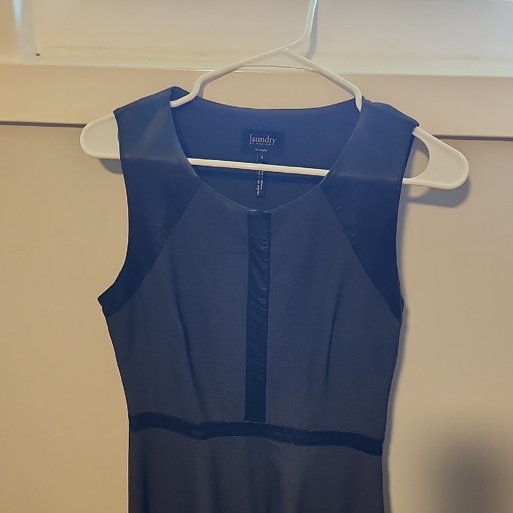 Laundry by Shelli Segal Charcol Grey And Leather Dress